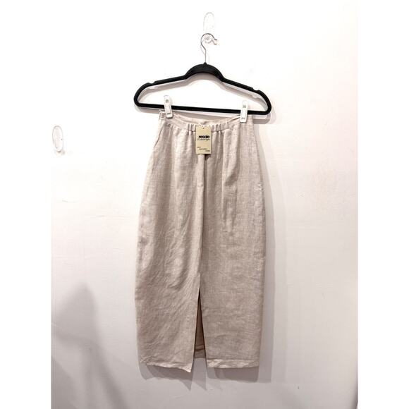 Dissh 100% Linen High Waisted Back Vent Maxi Skirt Beige Women's Size 4 - Picture 3 of 5